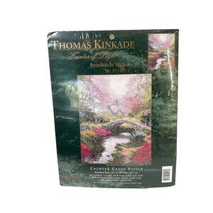 Thomas Kinkade Brookside Hideaway 14"x11" Counted Cross Stitch Kit Bridge #51157